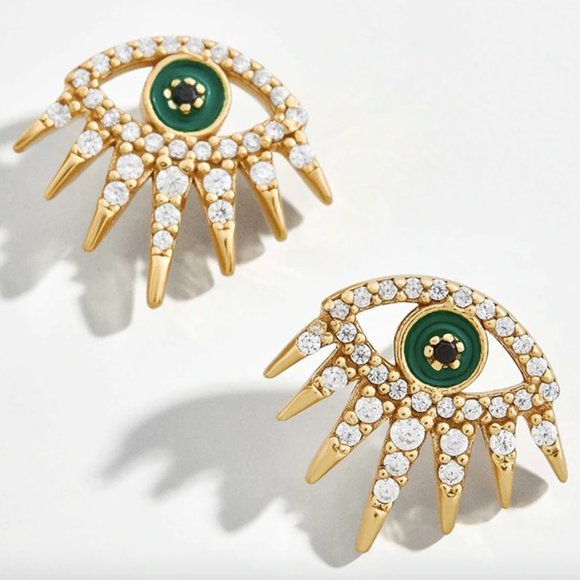 Pave CZ Turkish Evil Eye Earrings - Picture 3 of 6
